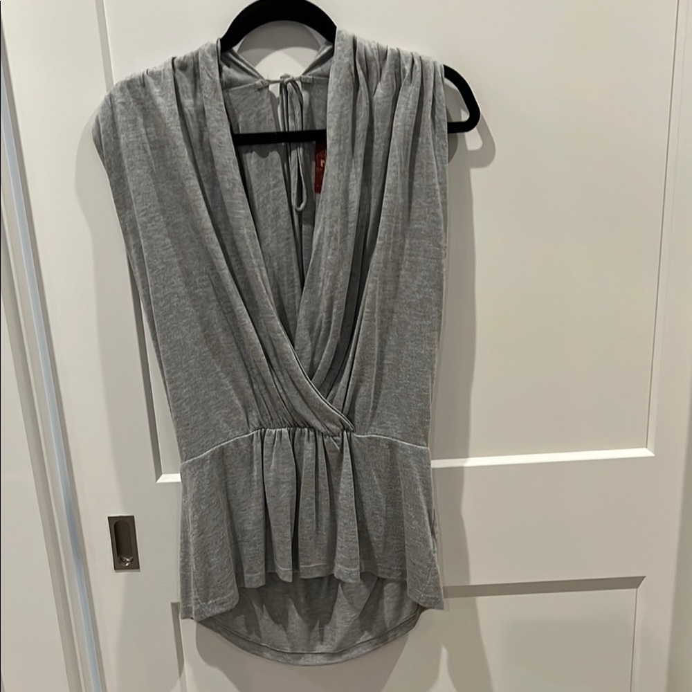 7 for all mankind- Gray Sleeveless Draped Top